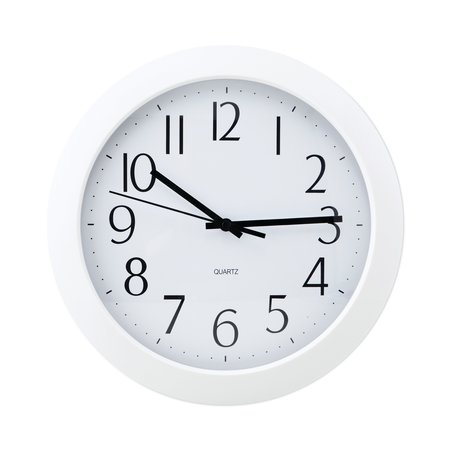 UNIVERSAL Whisper Quiet Clock, 12" Diameter, White Case, 1 AA (sold separately) UNV10461